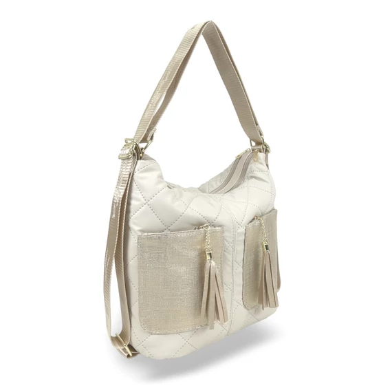 Zellia Női Válltáska/Hátizsáká Alakítható 24157 Beige Matt - Steppelt -