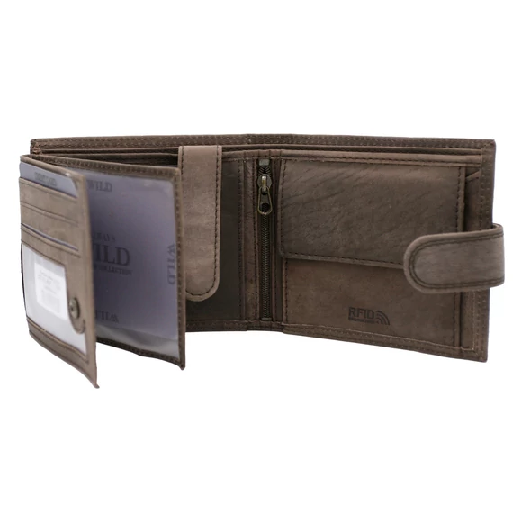 Férfi Bőr Pénztárca Cz-12L-Hlf-1764 Brown - Sötét Barna nyitva