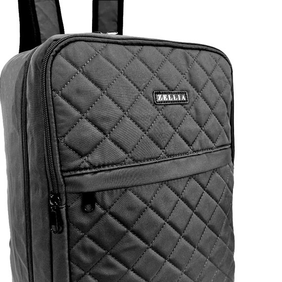 Zellia Hátizsák | Kézipoggyász Hz-104 Fekete - Steppelt - Vízlepergetős - 40 X 25 X 20 Cm
