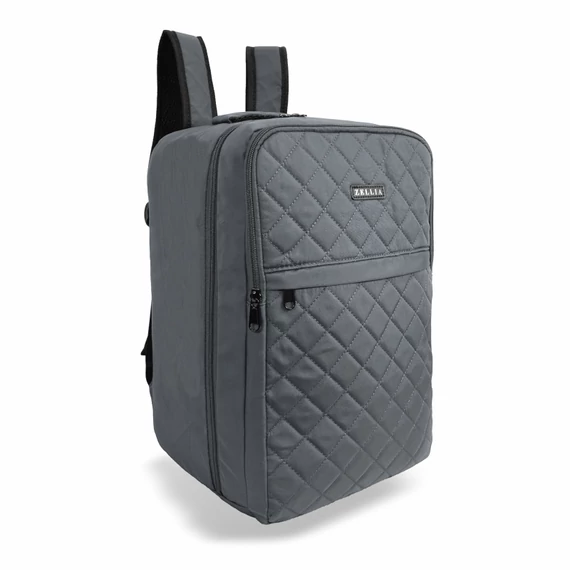 Zellia Hátizsák | Kézipoggyász Hz-104 Sötét Szürke - Steppelt - Vízlepergetős - 40 X 25 X 20 Cm
