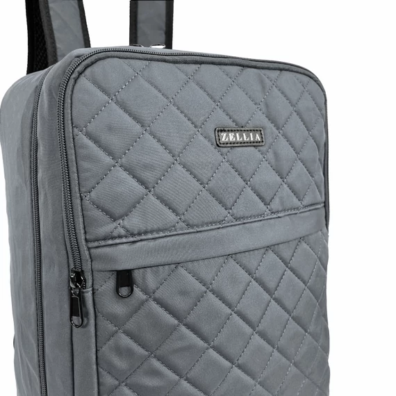 Zellia Hátizsák | Kézipoggyász Hz-104 Sötét Szürke - Steppelt - Vízlepergetős - 40 X 25 X 20 Cm
