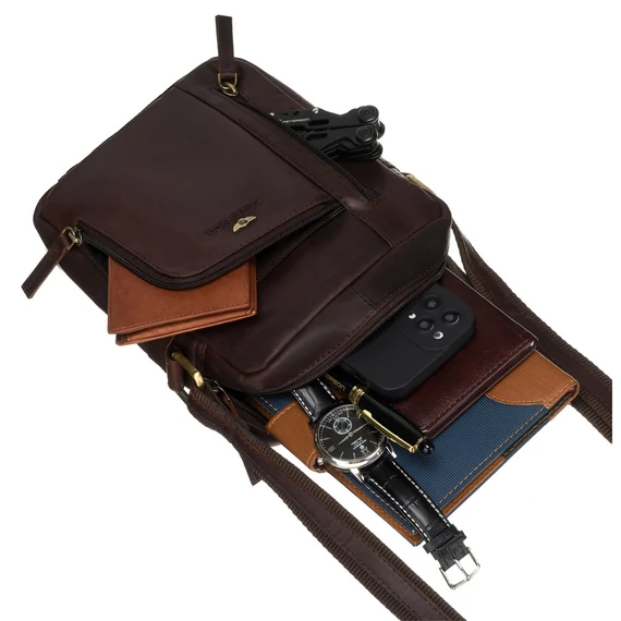 Peterson Férfi Bőr Oldaltáska Ptn Yp002-Opu-4659 Brown - Barna